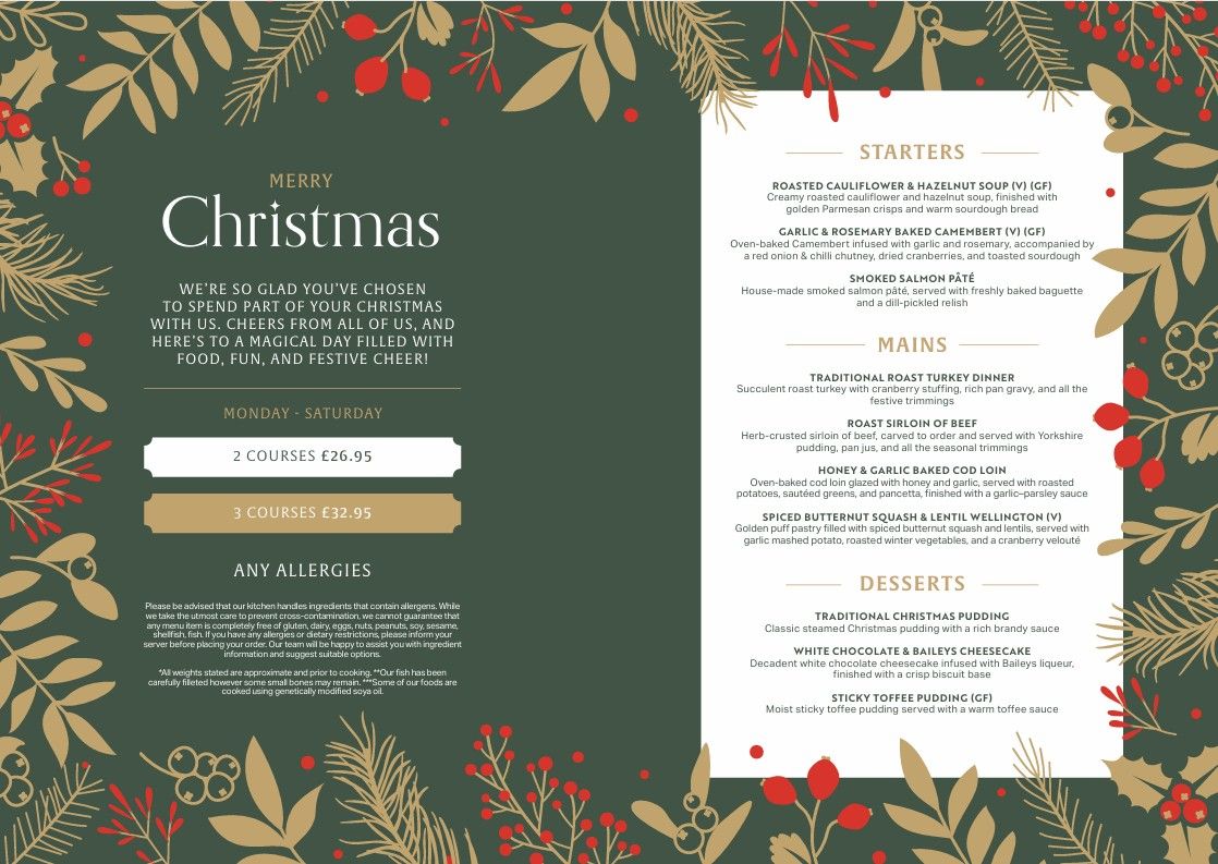 Gaskell Arms Festive Menu
